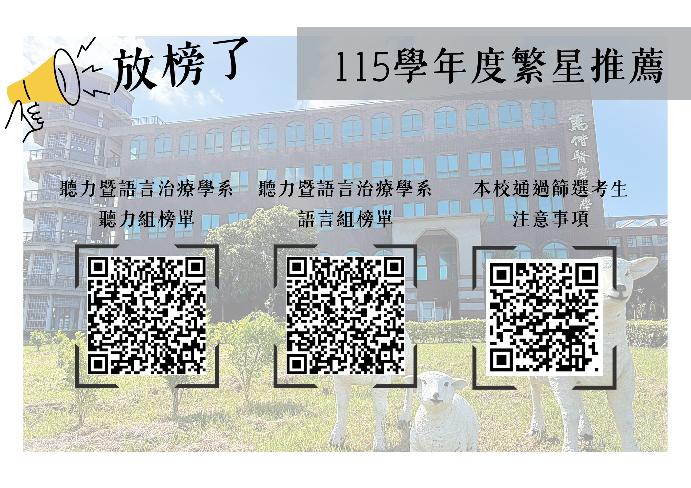 【招生資訊-學士班】115學年度繁星推薦第1至7類學群錄取名單及相關注意事項